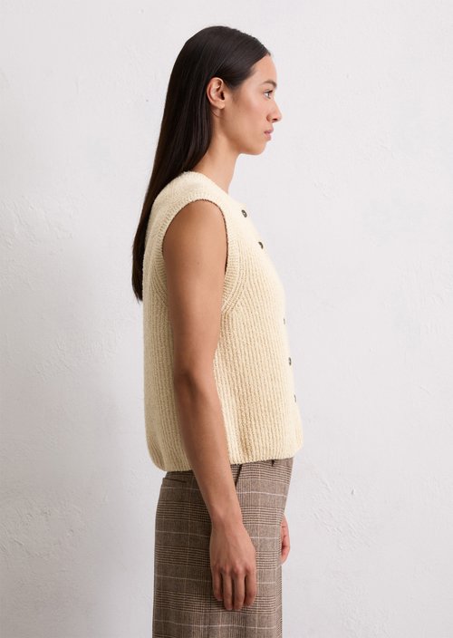 Sleeveless knitted vest regular — Light Oat