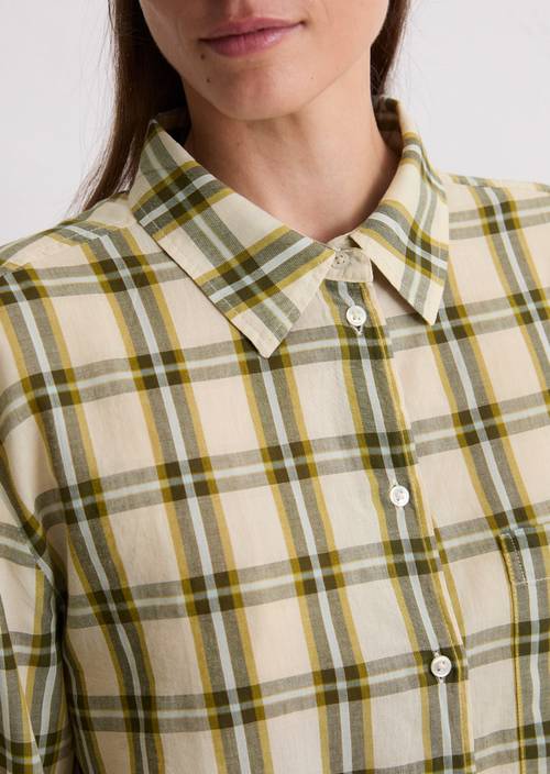 Geruite blouse regular Medium Green in detailaanzicht