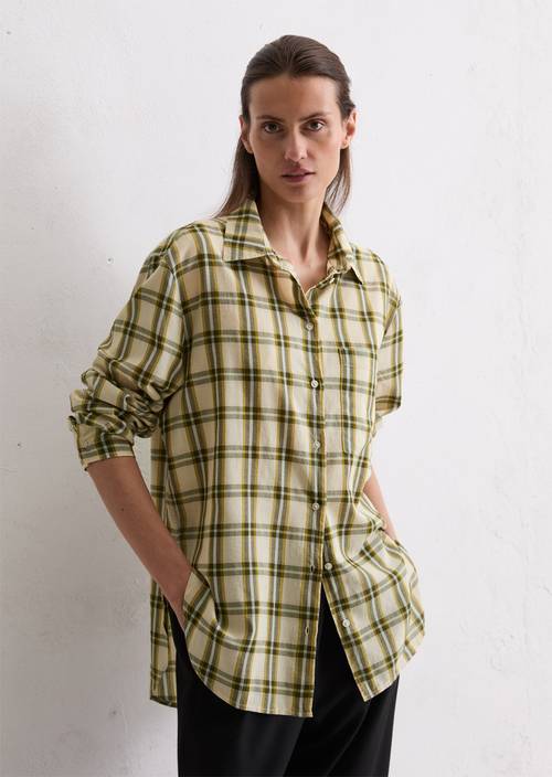 Geruite blouse regular Medium Green in vooraanzicht