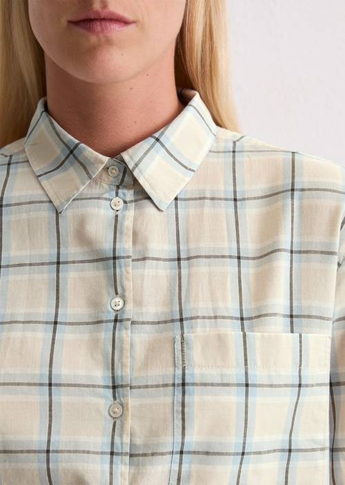 Geruite blouse regular Light Blue in detailaanzicht