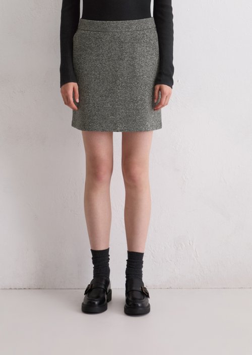 Tweed jersey mini skirt slim — Dark Grey