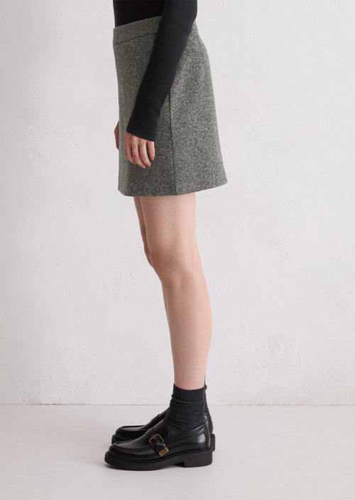 Tweed jersey mini skirt slim — Dark Grey