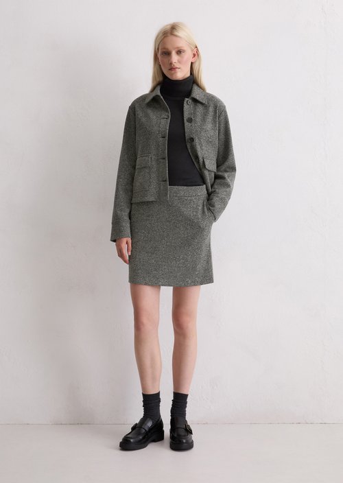 Tweed jersey mini skirt slim — Dark Grey