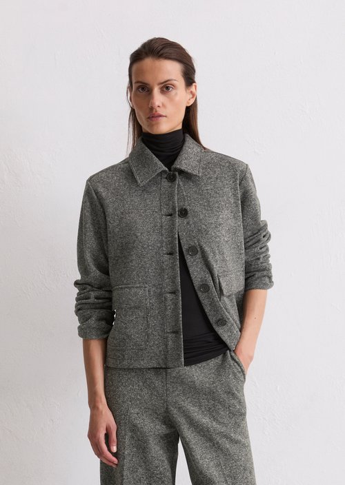 Tweed jersey jacket regular — Dark Grey