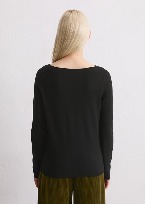 Regular fine knit sweater — Black
