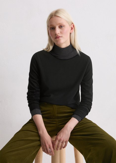 Marc O'Polo Feinstrick-Pullover regular, Damen, schwarz, Gr. s, 50% Schurwolle, 33% Viskose, 17% Polyamid