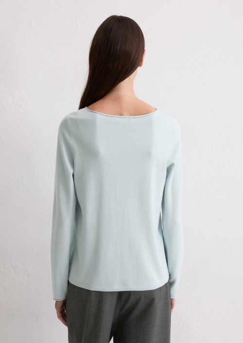 Regular fine knit sweater — Silvery Blue