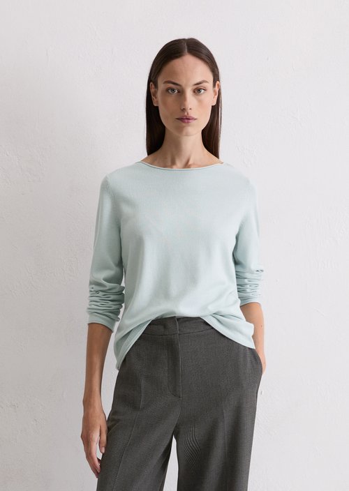 Regular fine knit sweater — Silvery Blue