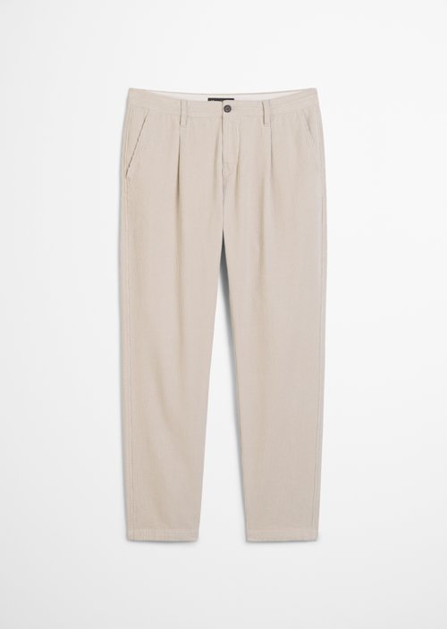 Corduroy trousers model Osby pleats tapered — Grey Silk