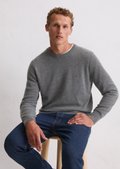 Sweater regular made from a soft cotton/virgin wool mix - gray