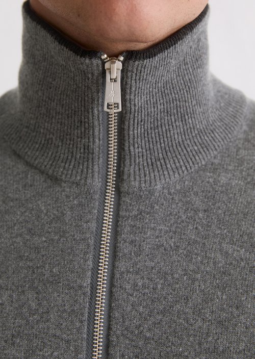 Zipper cardigan regular — Graphic Grey Melange