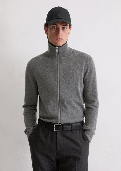 Zipper cardigan regular — Graphic Grey Melange