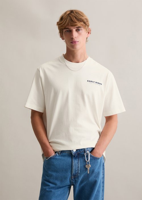 Marc O'Polo T-shirt oversized, Heren, wit, S, 100% Katoen