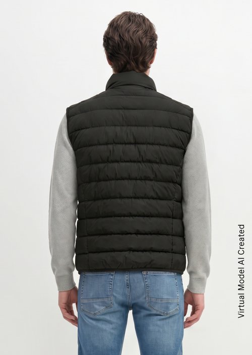 Regular quilted vest — Black