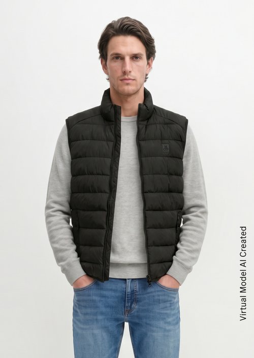 Regular quilted vest — Black