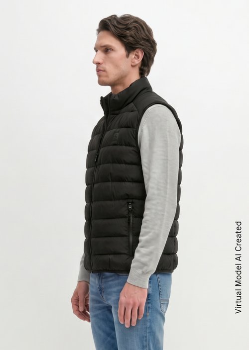 Regular quilted vest — Black