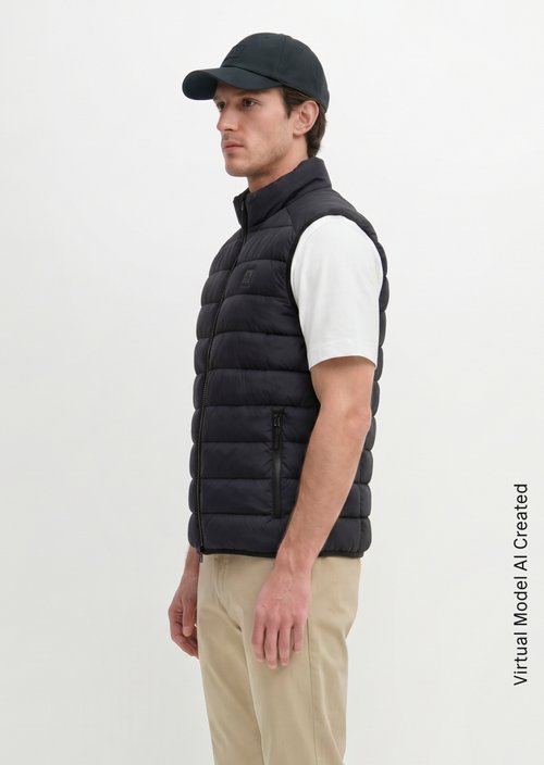 Regular quilted vest — Dark Navy