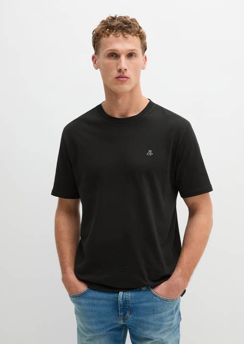 T-Shirt regular garment-dyed Black in Frontalansicht