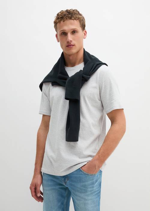 T-Shirt regular garment-dyed Twentyfour Grey Melange in Frontalansicht