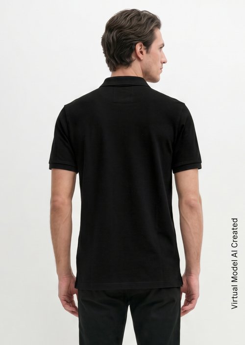 Piqué regular polo shirt — Black
