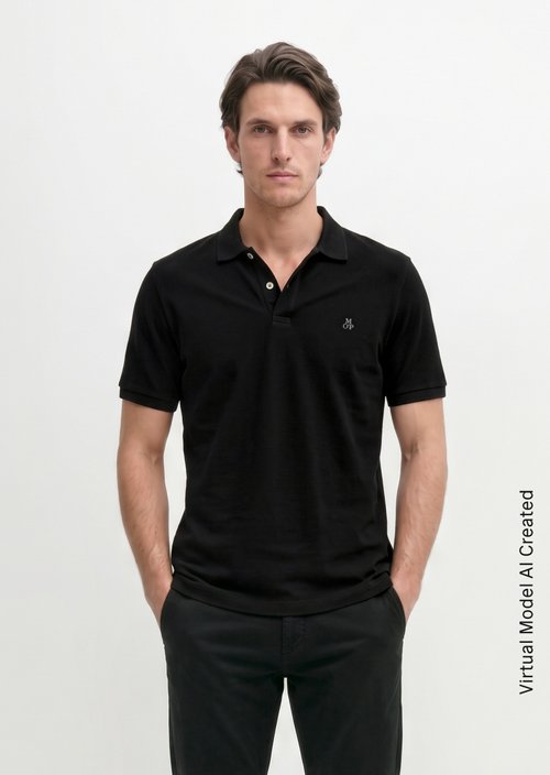Piqué regular polo shirt — Black