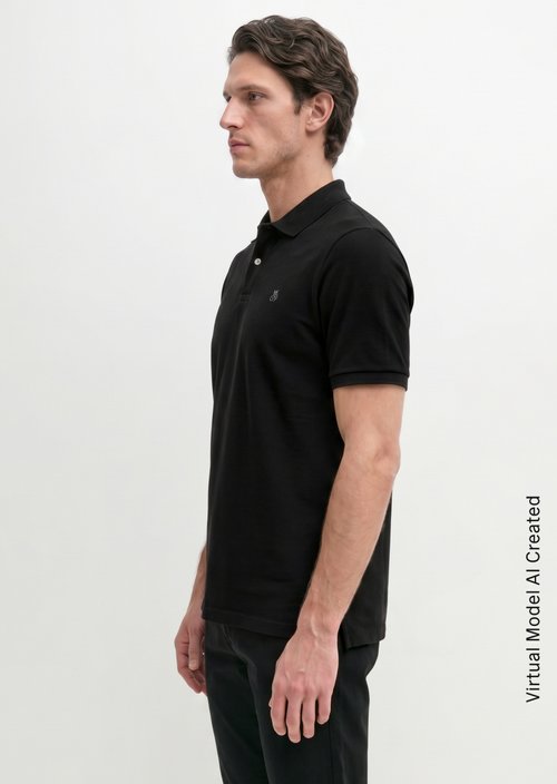 Piqué regular polo shirt — Black