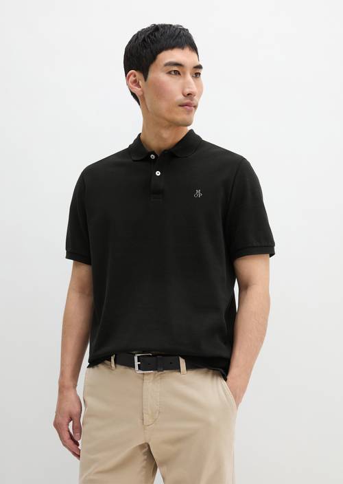 Koszulka polo Piqué regular Black w widoku z przodu