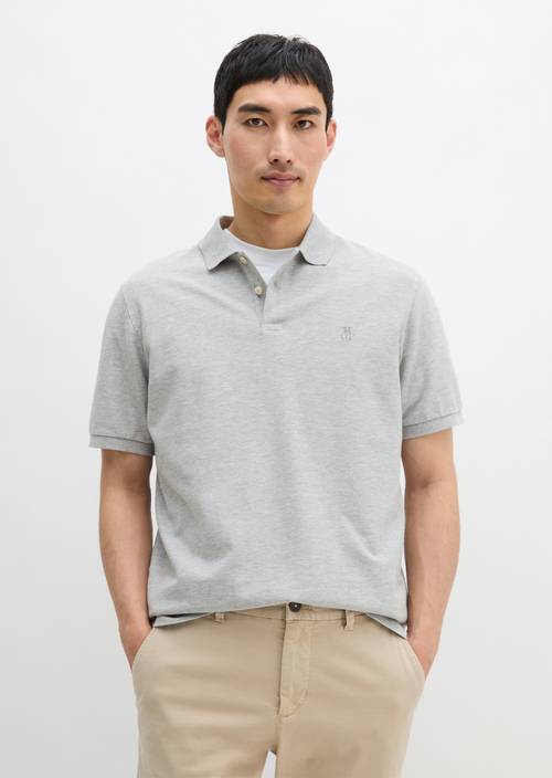 Koszulka polo Piqué regular Iron Grey Melange w widoku z przodu