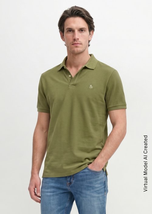Piqué regular polo shirt — Olive