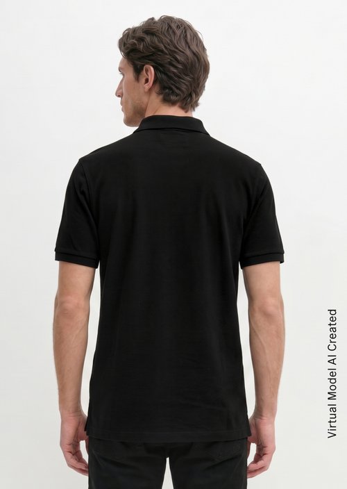 Piqué regular polo shirt — Black