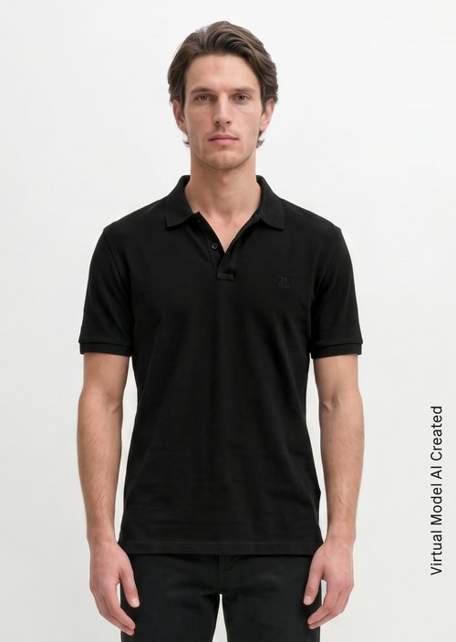 Piqué regular polo shirt — Black