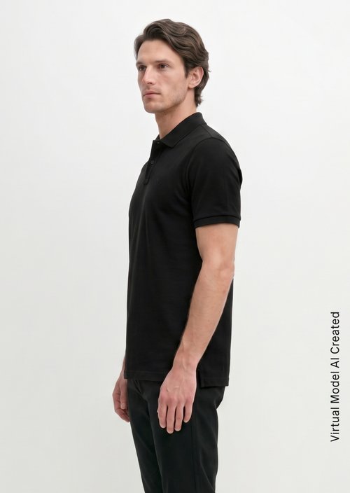 Piqué regular polo shirt — Black