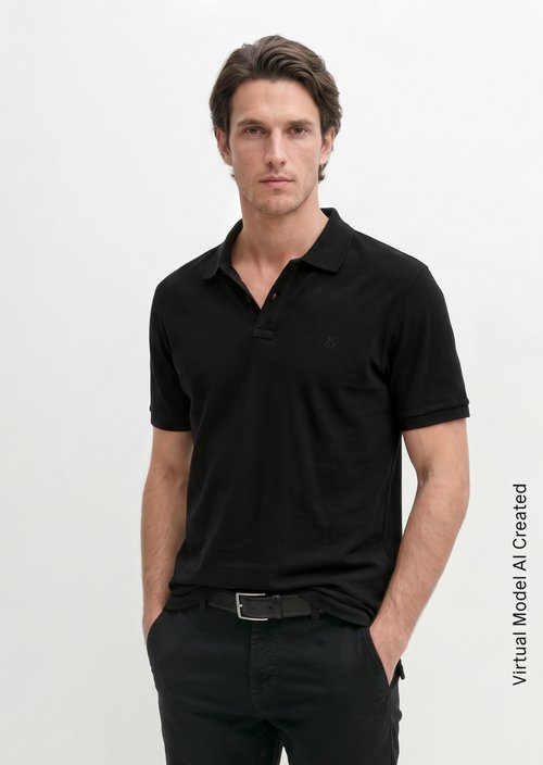 Piqué regular polo shirt — Black