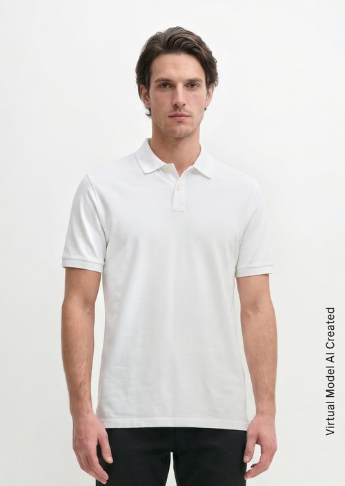 Piqué regular polo shirt — White