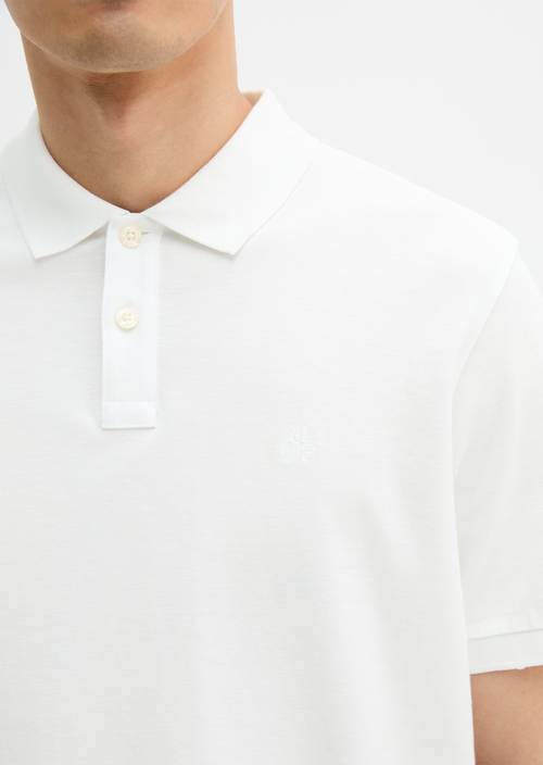 Poloshirt Piqué regular White in Detailansicht