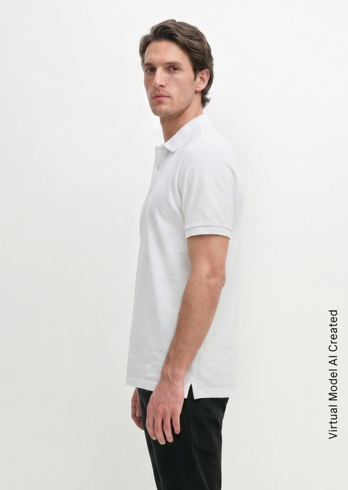 Piqué regular polo shirt — White