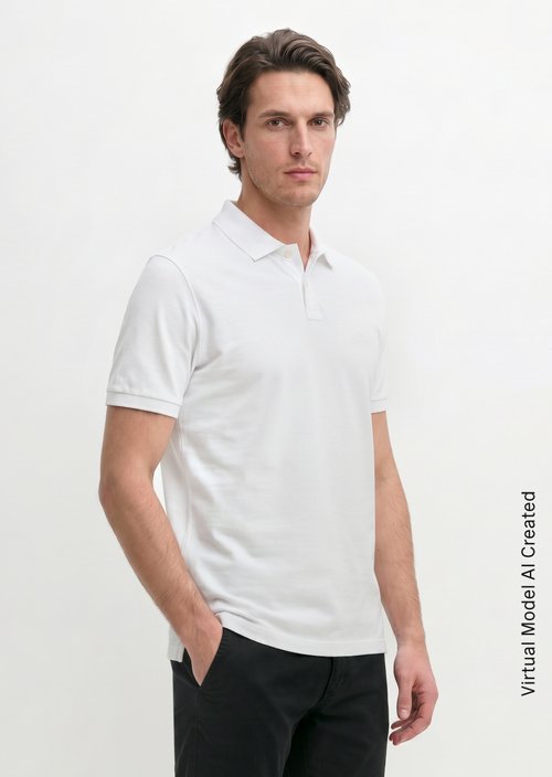 Piqué regular polo shirt — White