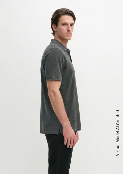 Piqué regular polo shirt — Light Graphite