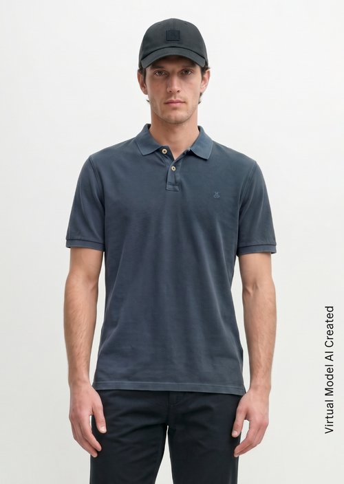 Piqué regular polo shirt — Navy Teal