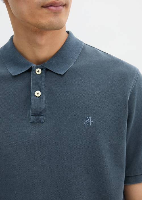 Poloshirt Piqué regular Navy Teal in Detailansicht