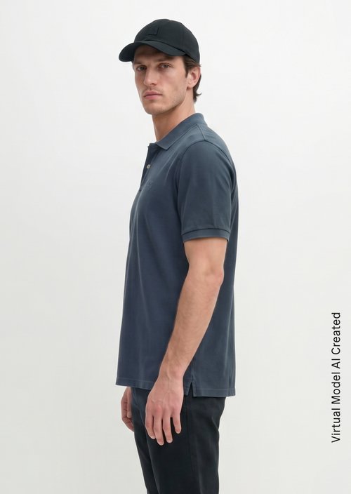 Piqué regular polo shirt — Navy Teal