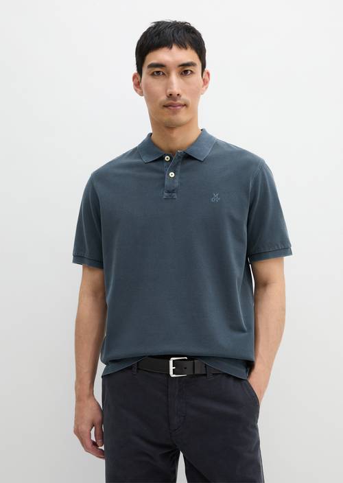 Poloshirt Piqué regular Navy Teal in Frontalansicht