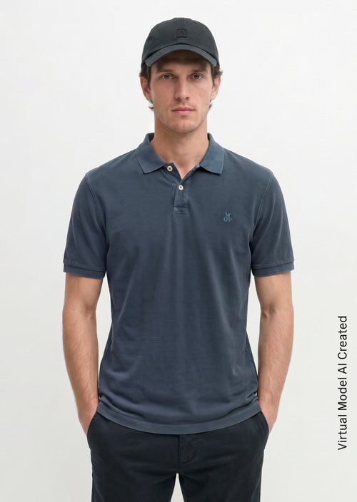 Piqué regular polo shirt — Navy Teal