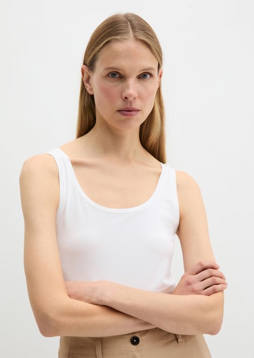 Marc O'Polo Tanktop slim, Dames, wit, L, 96% Katoen, 4% Elasthaan