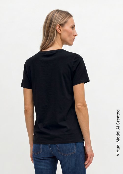Regular round neck T-shirt — Black