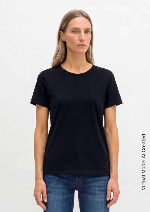 Regular round neck T-shirt — Black