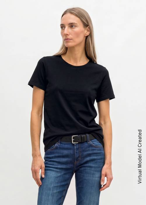 T-shirt à col rond regular Black en vue de face