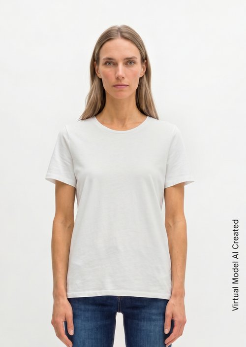 Regular round neck T-shirt — White
