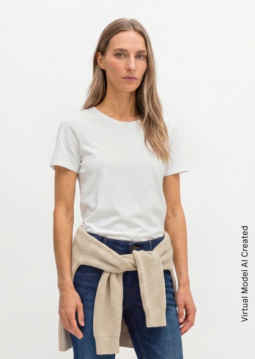 Regular round neck T-shirt — White