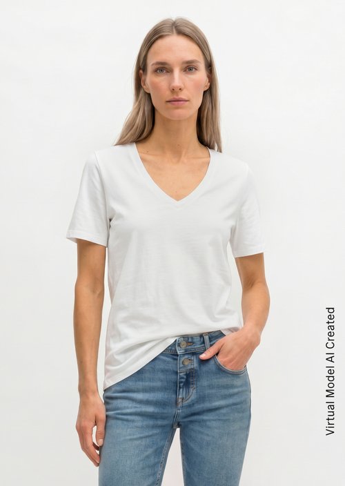 V-neck T-shirt, regular fit — White